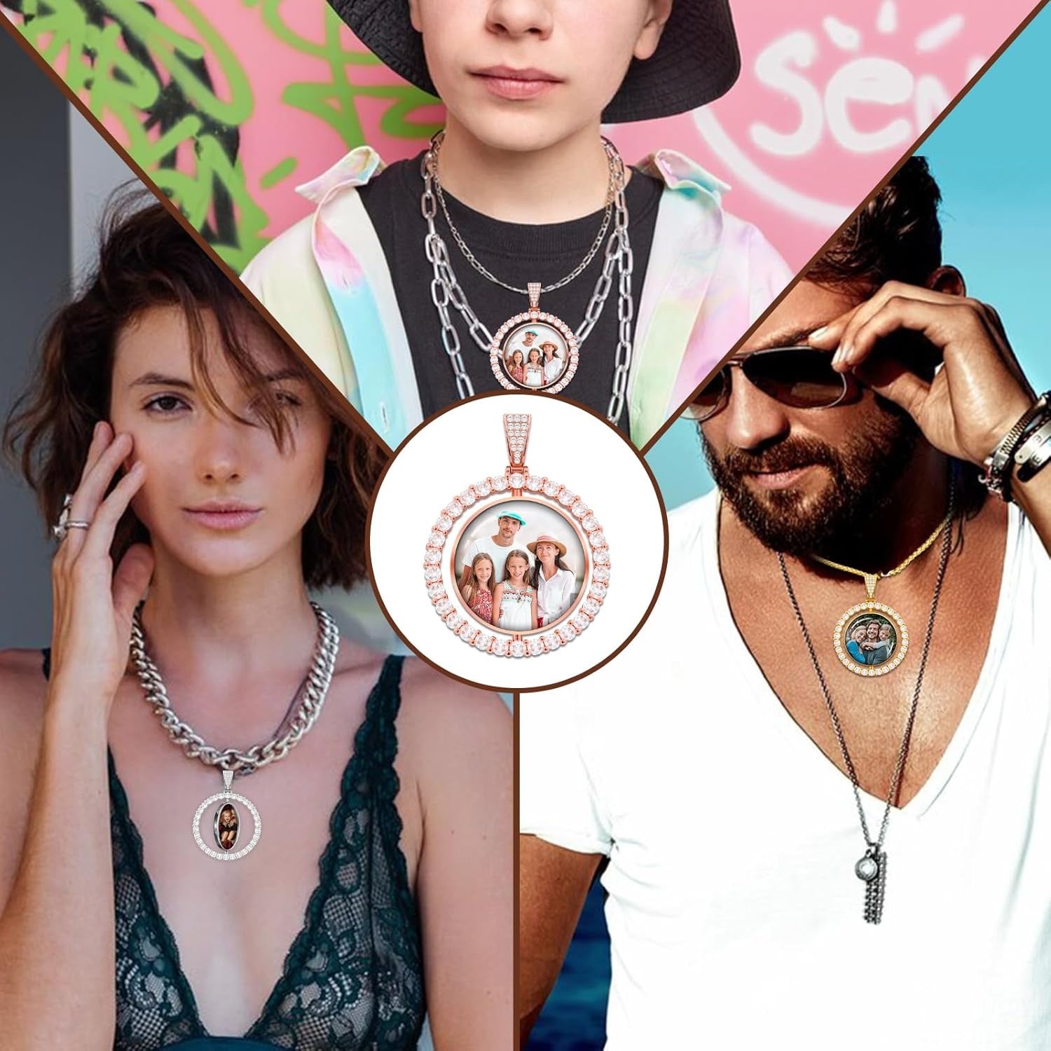 4 Photo Locket Necklace, Custom Locket With Photos, Engraved Photo Locket Necklace, Picture Necklace, Valentines Gift For Wife Girl Friend