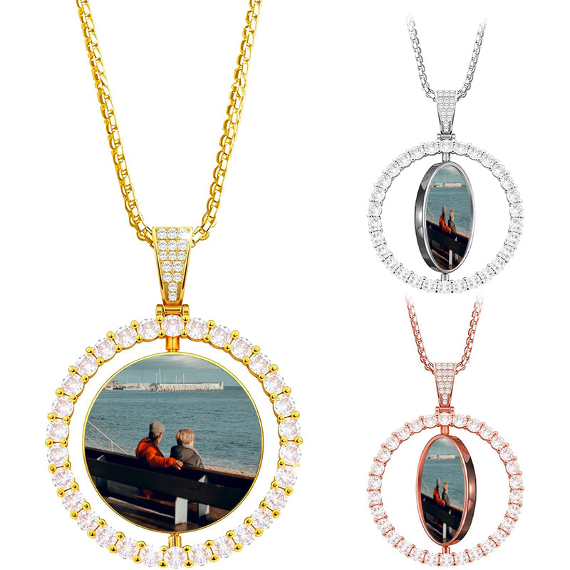 925 Silver Photo Projection Necklace: Personalized Memorial Jewelry